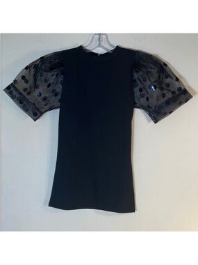 Milan Kiss Black Polkadot Short Sleeve Blouse. Small. NWT.